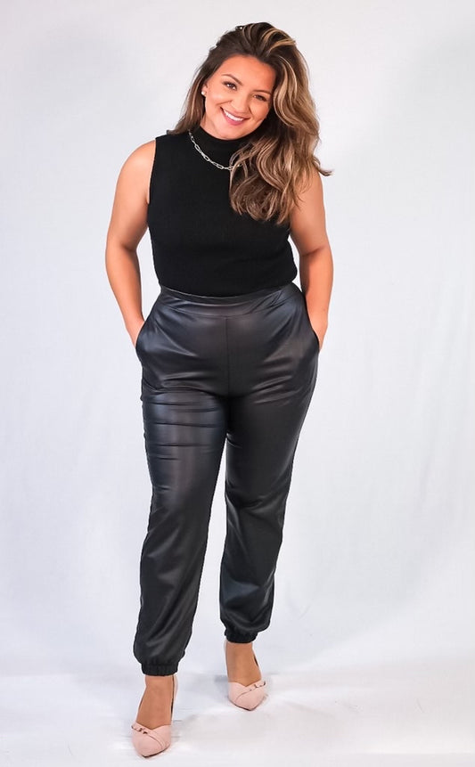 Faux Leather Joggers